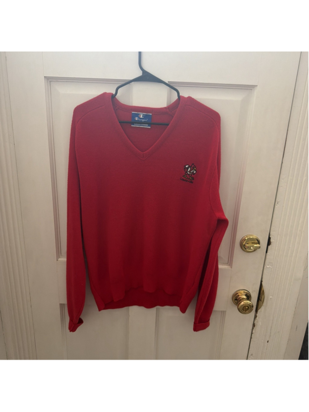 Vintage Louisville Cardinals V-Neck Sweater Champion Men’s Size XL Logo NCAA Y2K